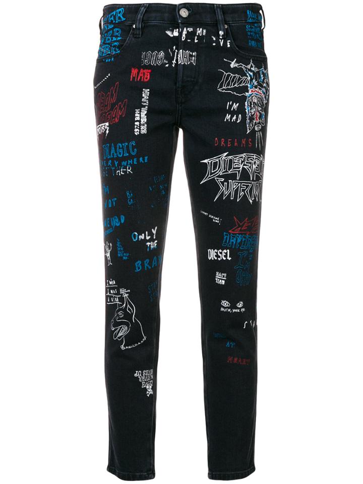 Diesel Babhila Graffiti Jeans - Black