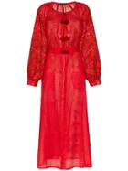 Vita Kin Mina Drop Waist Linen Dress - Red