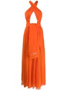 Blumarine Halter Neck Crossover Dress - Orange