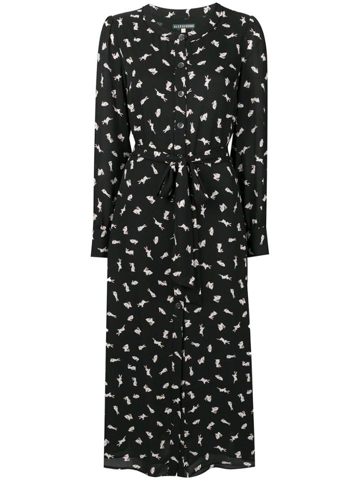 Alexa Chung Bunny Print Shirt Dress - Black