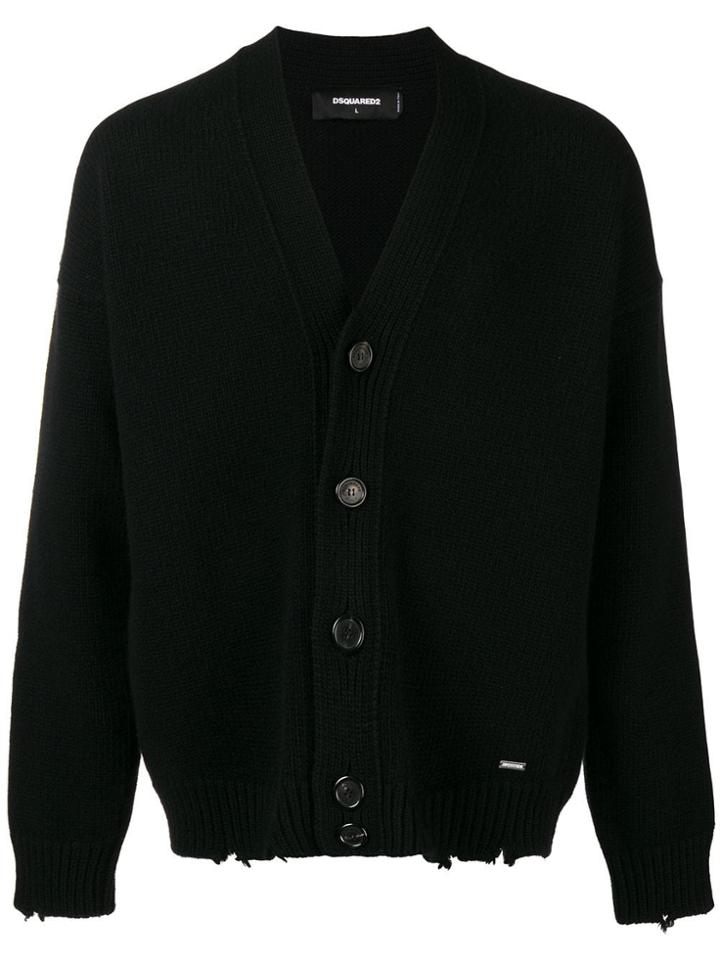Dsquared2 Chunky Frayed Cardigan - Black