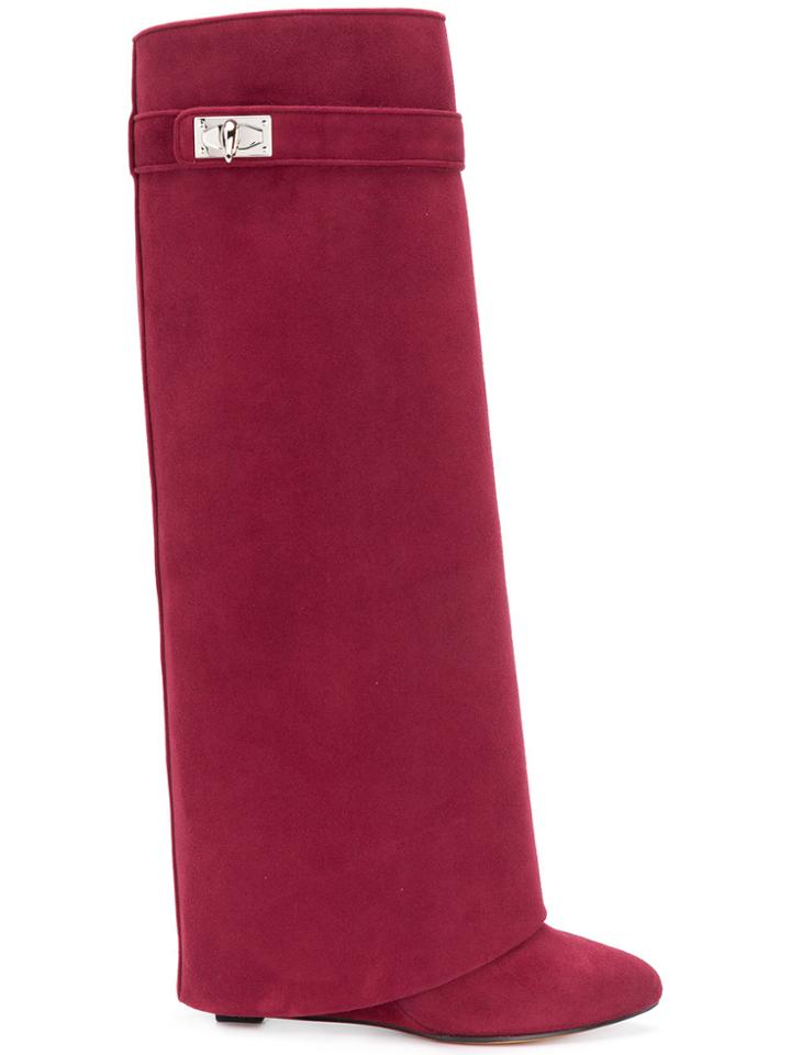 Givenchy Shark Lock Knee High Boots - Red