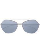 Mykita - Mykita X Maison Margiela 'mmesse0012' Aviator Sunglasses - Unisex - Stainless Steel - One Size, Grey, Stainless Steel