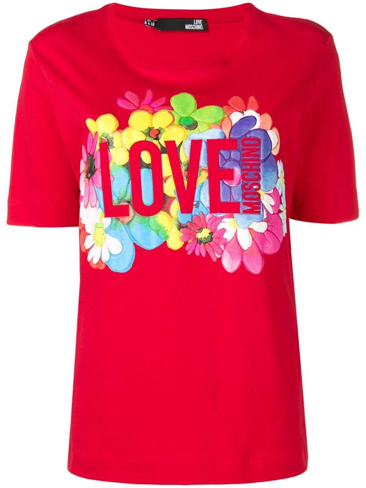 Love Moschino Floral Logo T-shirt - Red