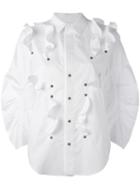Toga Ruffled Studded Shirt, Women's, Size: 40, White, Cotton