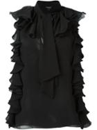 Giambattista Valli Ruffled Sleeveless Blouse, Women's, Size: 40, Black, Silk