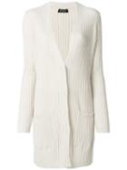Twin-set - V-neck Ribbed Long Cardigan - Women - Polyamide/viscose/cashmere/wool - Xs, White, Polyamide/viscose/cashmere/wool