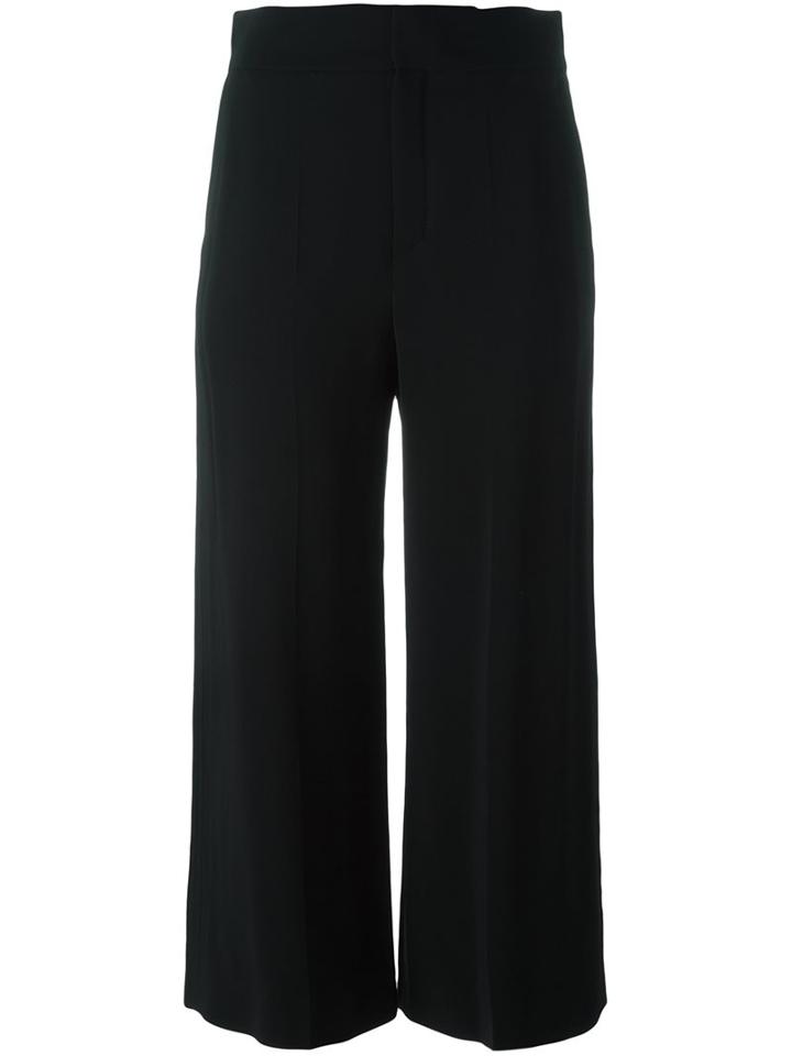 Lanvin Wide Leg Cropped Trousers, Women's, Size: 36, Black, Viscose/spandex/elastane
