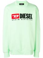 Diesel Jersey Sweater With 90's Diesel Logo - Green