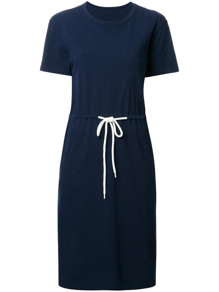 Bassike Drawstring T-shirt Dress, Women's, Size: 8, Blue, Cotton