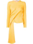 Edeline Lee - Draped Blouse - Women - Polyester/spandex/elastane - 6, Yellow/orange, Polyester/spandex/elastane