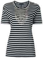 The Kooples Embellished Striped T-shirt, Women's, Size: 2, Black, Viscose