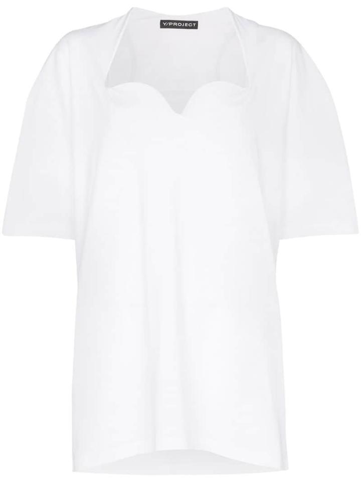 Y/project Bustier-detail Cotton T-shirt - White
