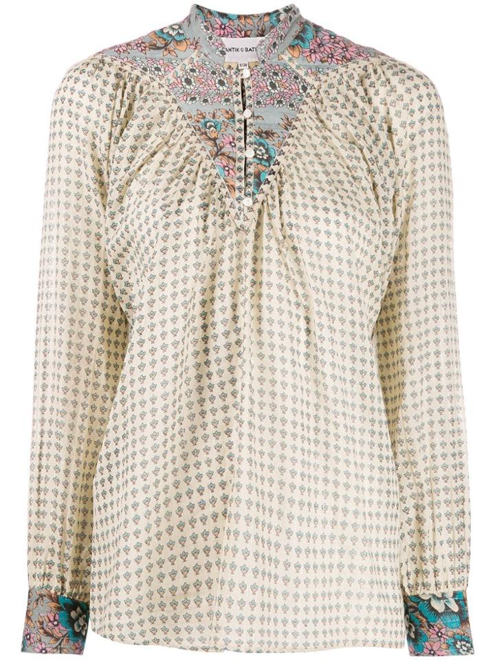Antik Batik Mixed-print Tunic Blouse - Neutrals