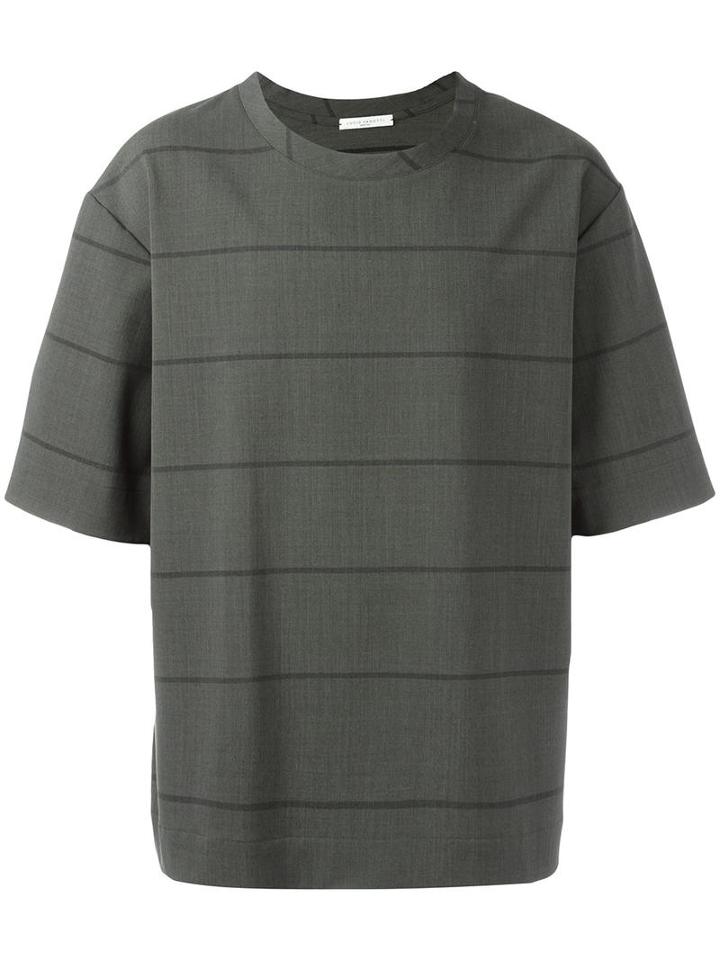 Lucio Vanotti Striped Oversized T-shirt, Men's, Size: 4, Green, Polyester/wool/spandex/elastane