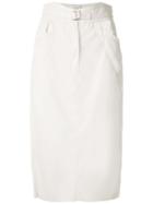 Framed Tulip Midi Skirt - White