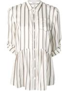 Brunello Cucinelli Striped Flared Shirt - Neutrals