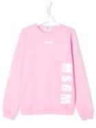 Msgm Kids Teen Logo Printed Sweater - Pink