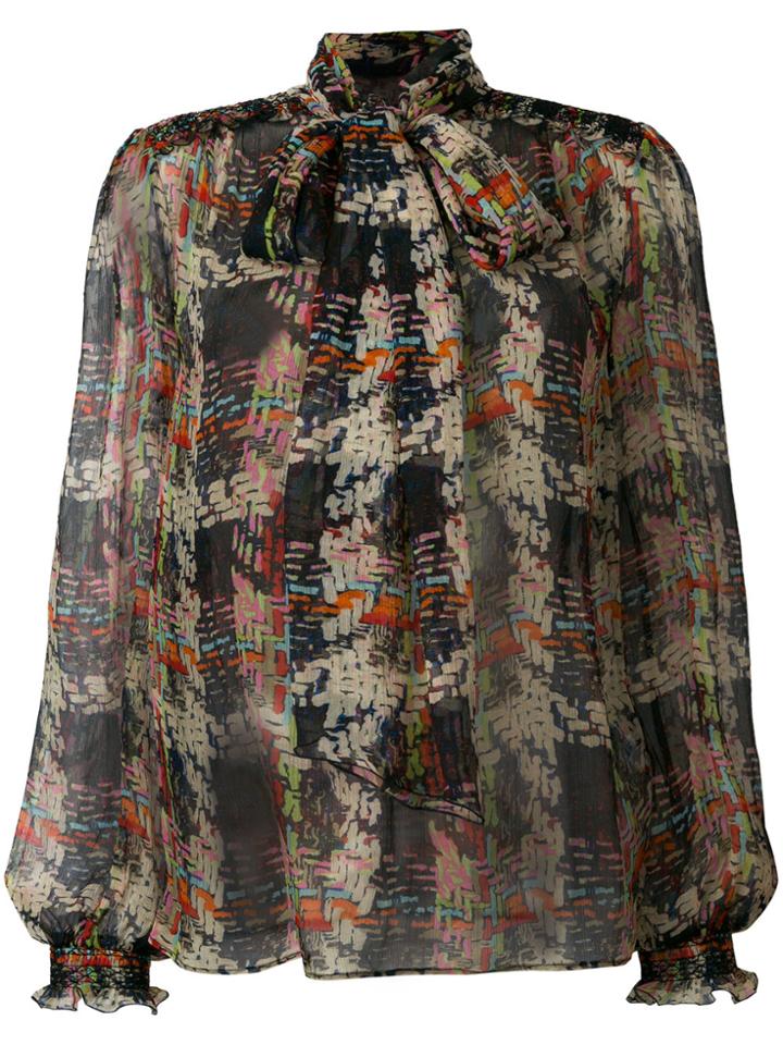 Blumarine Sheer Scarf Neck Blouse - Multicolour