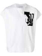 Facetasm Chest Print Shortsleeved Sweatshirt, Men's, White, Cotton