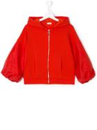 Elisabetta Franchi La Mia Bambina Puffy Sleeves Hooded Jacket - Red