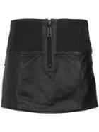 Andrea Bogosian Leather Mini Skirt - Black