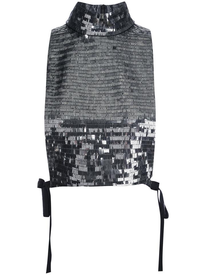 Maison Margiela - High Shine Blouse - Women - Silk/polyester/spandex/elastane/sequin - 40, Grey, Silk/polyester/spandex/elastane/sequin