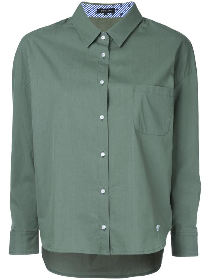 Loveless - High Low Hem Shirt - Women - Cotton/polyester - 34, Green, Cotton/polyester