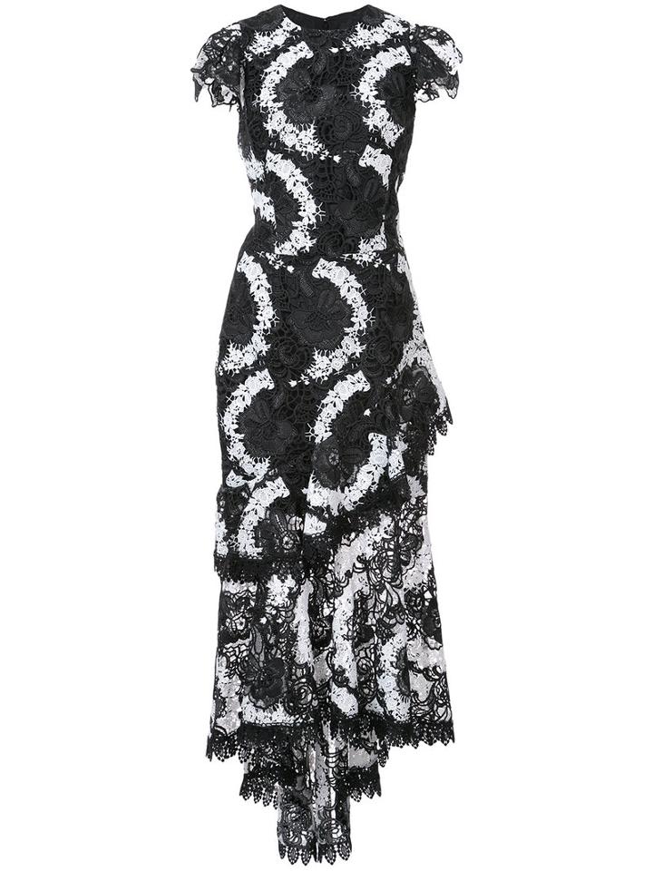 Long Embroidered Lace Dress - Women - Polyester - 4, Black, Polyester, Christian Siriano