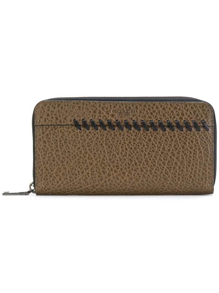 Coach Stitched Zip Around Wallet - Brown