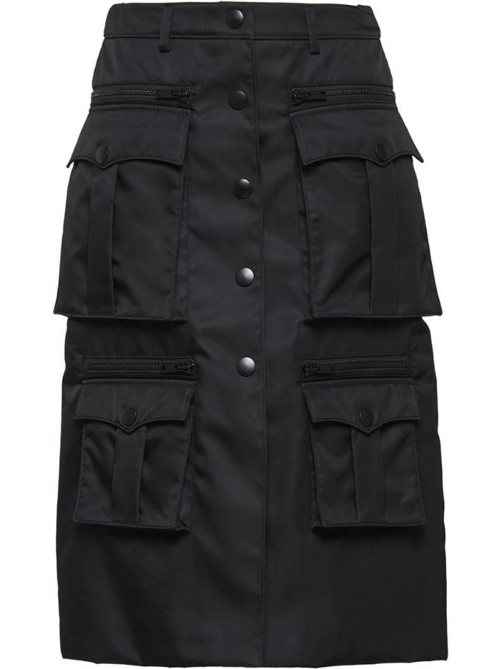 Prada Pocketed Trapeze Gabardine Skirt - Black