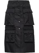 Prada Pocketed Trapeze Gabardine Skirt - Black