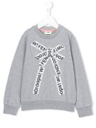 Fendi Kids - Bow Embroidered Sweatshirt - Kids - Cotton/spandex/elastane - 4 Yrs, Grey