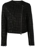 Federica Tosi - Embroidered Biker Jacket - Women - Leather - S, Black, Leather