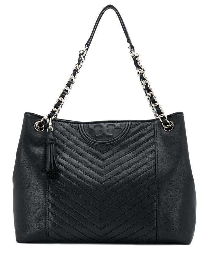Tory Burch Fleming Distressed Chevron Tote - Black