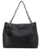 Tory Burch Fleming Distressed Chevron Tote - Black