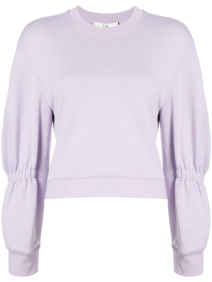 Tibi Cropped Crewneck Sweatshirt - Pink & Purple
