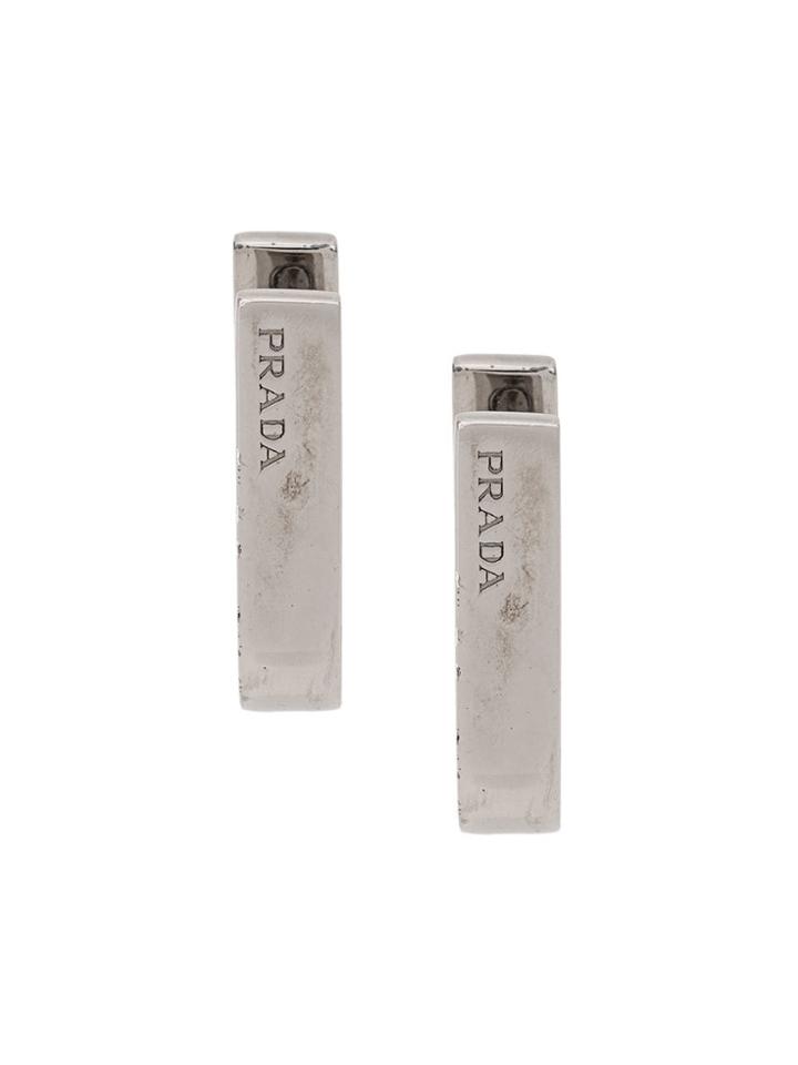 Prada Logo Embossed Cufflinks - Silver