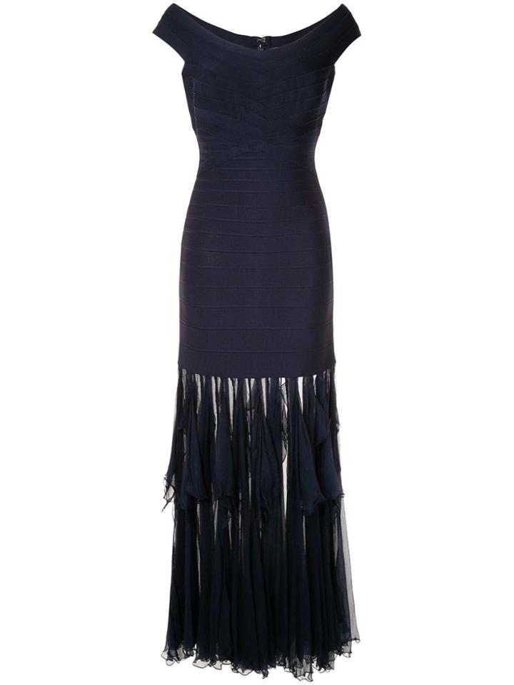Hervé Léger Draped Hem Dress - Blue