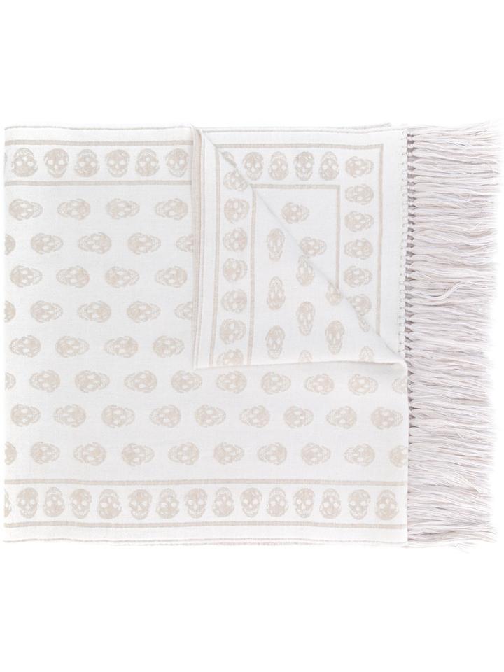 Alexander Mcqueen - Skull Knit Scarf - Women - Silk/wool - One Size, Nude/neutrals, Silk/wool