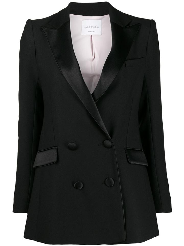 Hebe Studio Double-breasted Tuxedo Blazer - Black