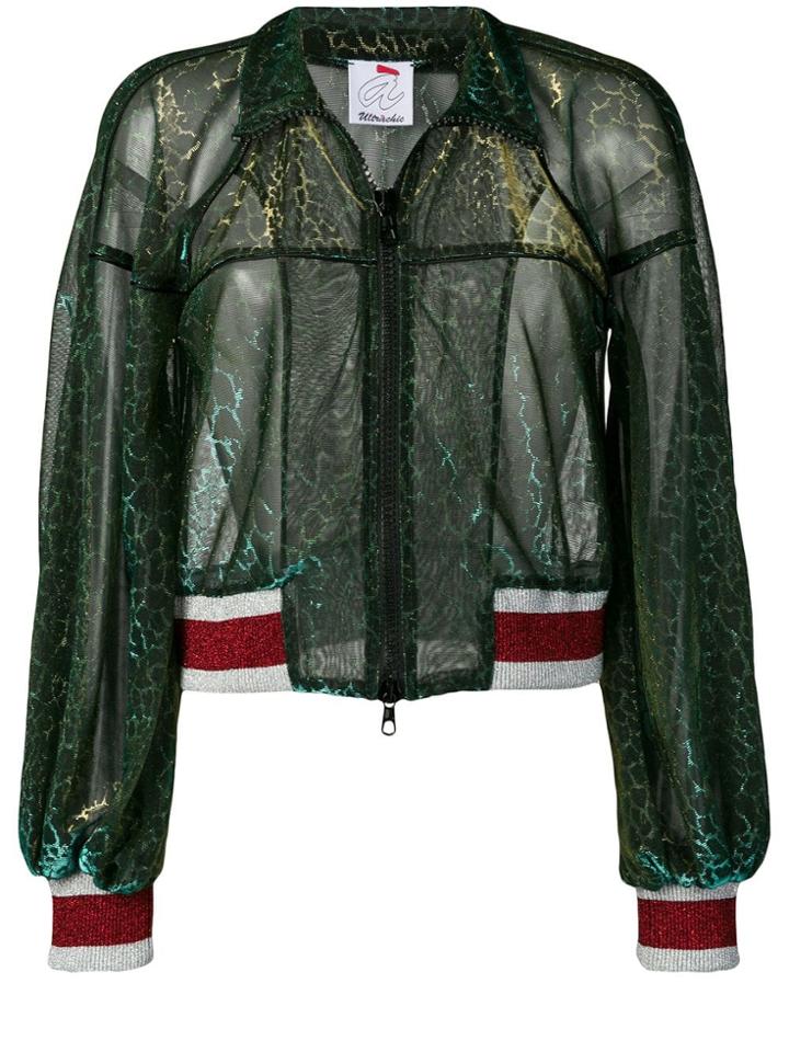 Ultràchic Stripe Trimmed Bomber Jacket - Green