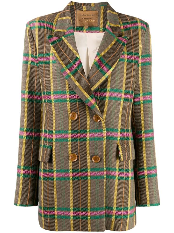 Alessia Santi Plaid Print Blazer - Green