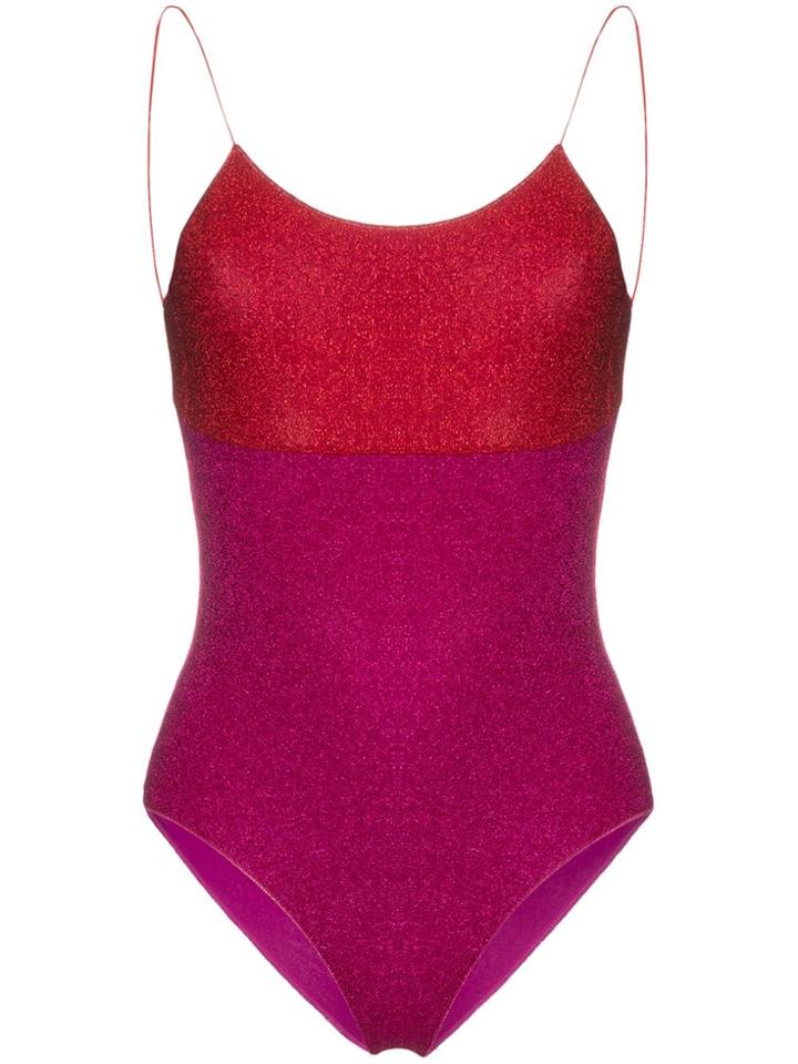 Oseree Bi-colour Lurex Swimsuit - Pink