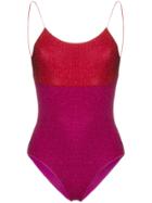 Oseree Bi-colour Lurex Swimsuit - Pink
