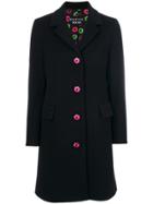 Boutique Moschino Embroidered Button Coat - Black