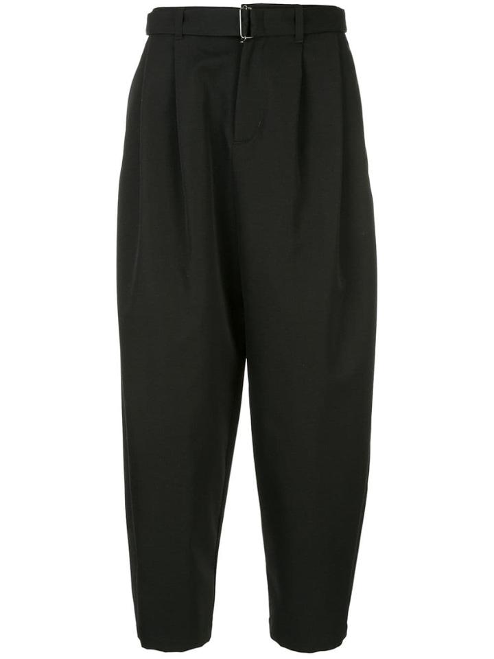 Kazuyuki Kumagai Belted High-waist Trousers - Black