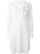 Chloé Ruffle Bow Shift Dress, Women's, Size: 34, White, Silk/cotton/acetate/viscose