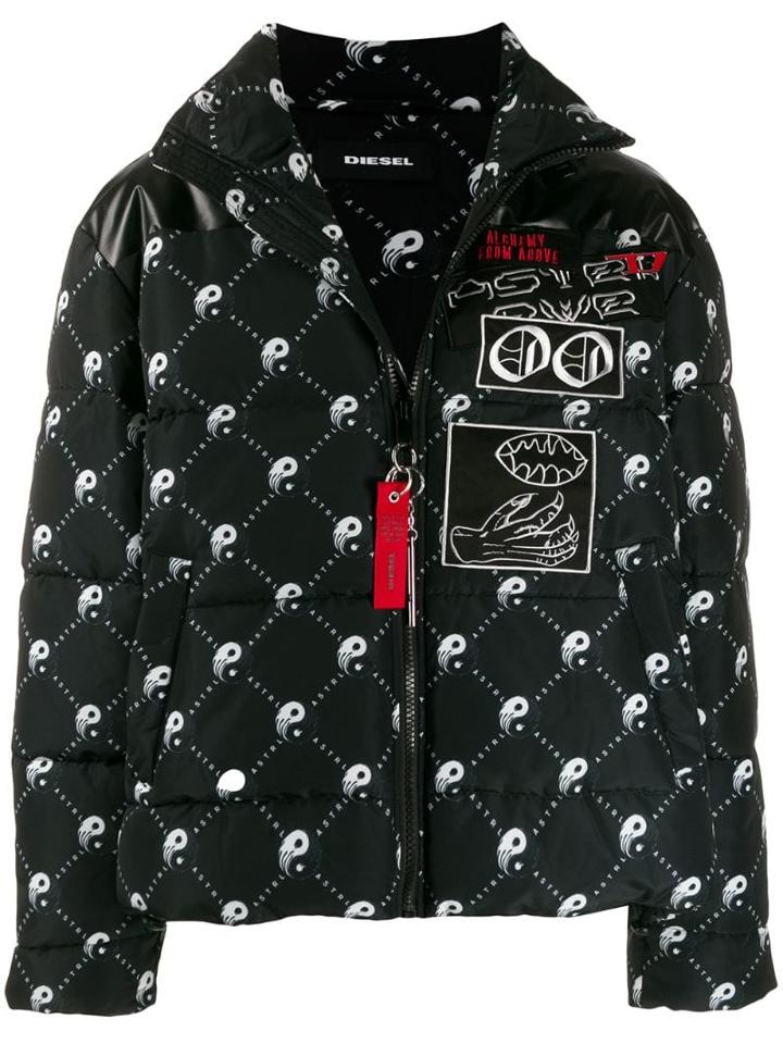 Diesel W-piatig-peace Puffer Jacket - Black