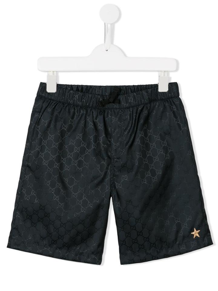 Gucci Kids Gg Swim Shorts, Size: 6 Yrs, Black